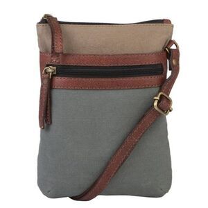 MONA B Small Upcycled Canvas Crossbody Bag Recycled Boho Shoulder Purse